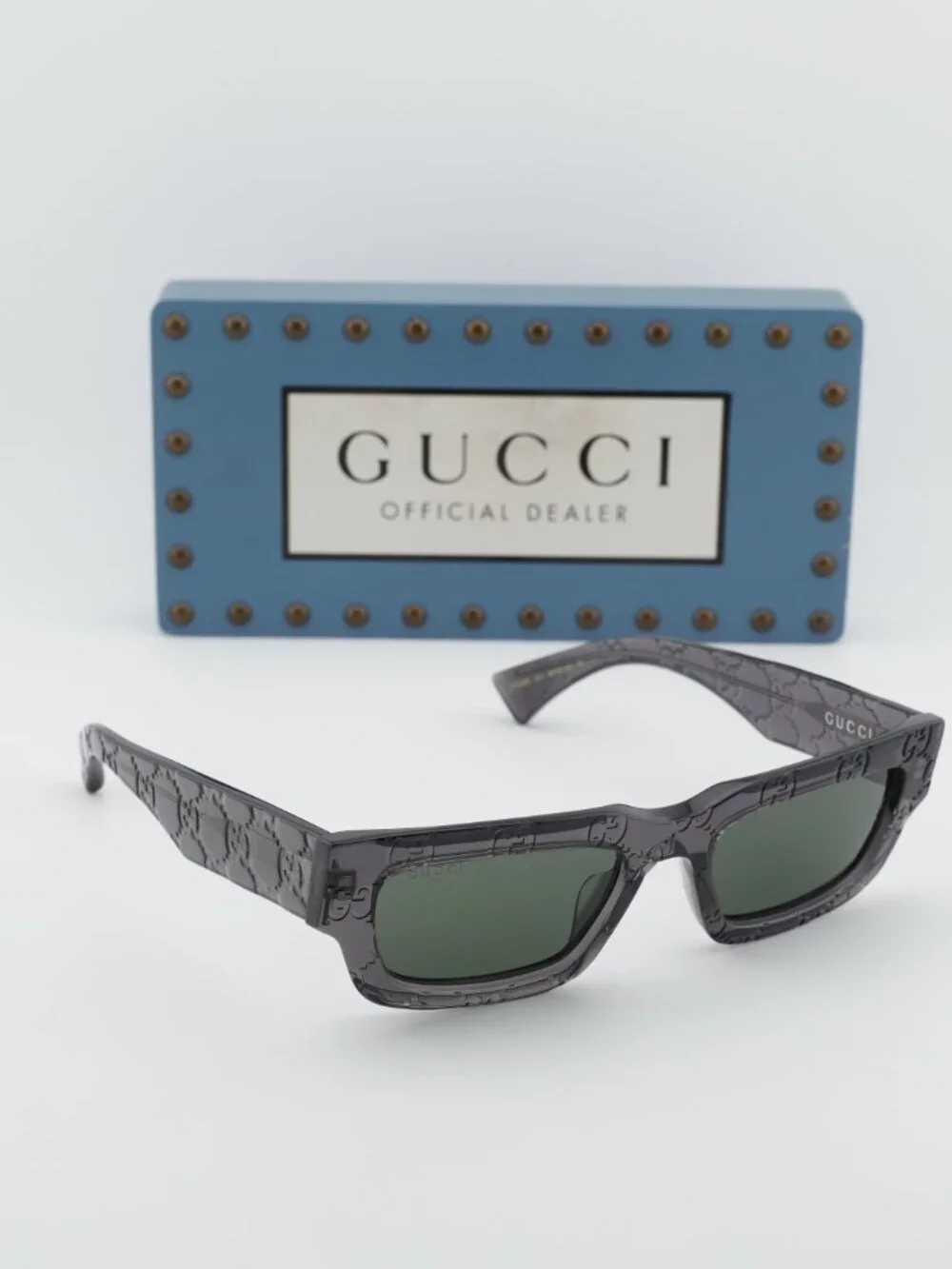 Gucci GG1838S 011 Rectangle Sunglasses - Grey with GG pattern - Picture 8 of 12